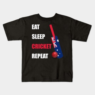 Eat Sleep Cricket Repeat Australia Flag Kids T-Shirt